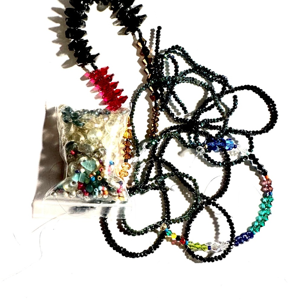 Faceted Glass Bead Collection 75” Total, plus Extras